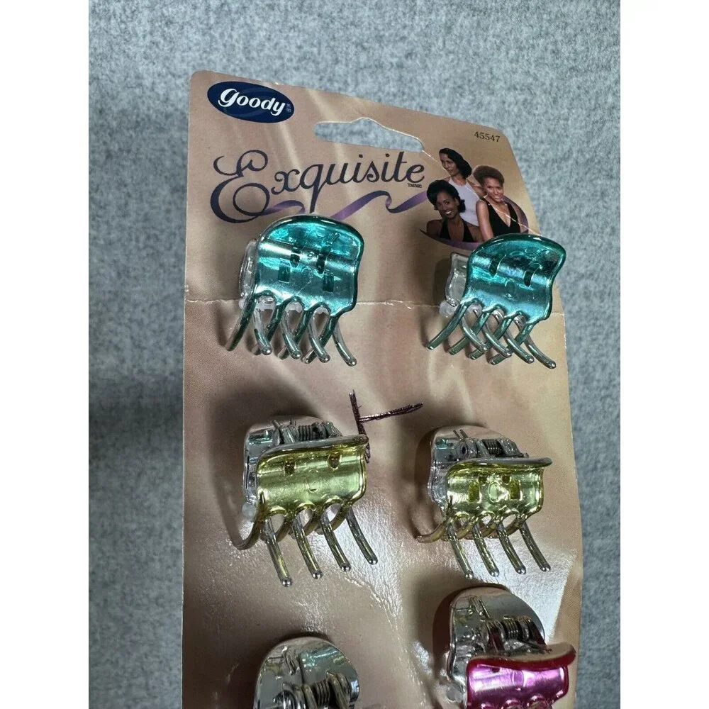 Vintage 1999 Goody Small‎ Claw Hair Clips Exquisite Blue Pink Gold Y2K New
